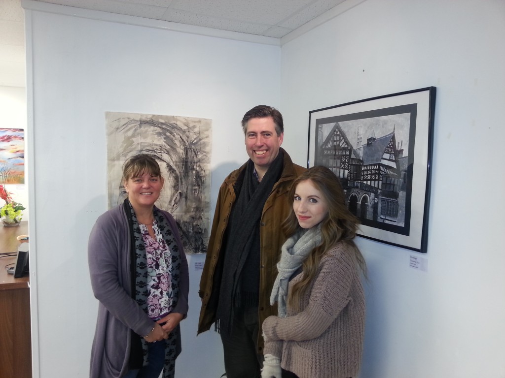 Karen Wroe and Maddie Stocker with Conservative MP, Graham Brady