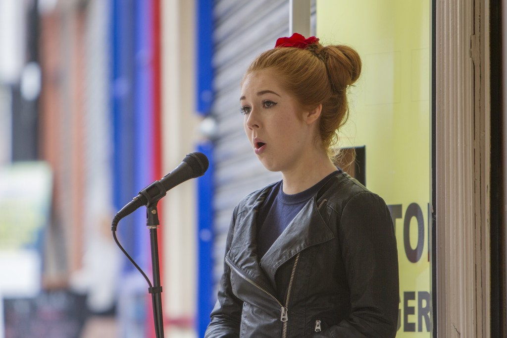 Scarlett performing outside Art with a Heart, Chisnalls during Taste of Trafford, September 2012